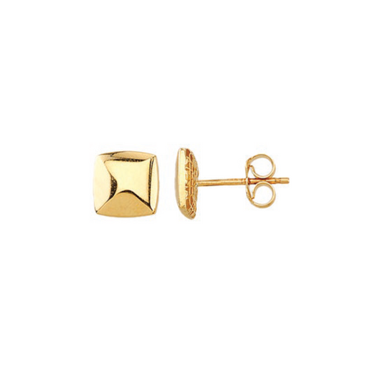 9ct Yellow Gold Square Button Stud Earrings
