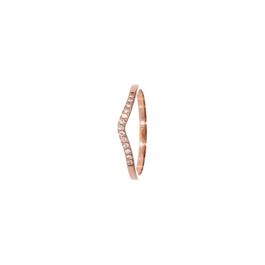 9ct Rose Gold Pave Diamond Curved Band