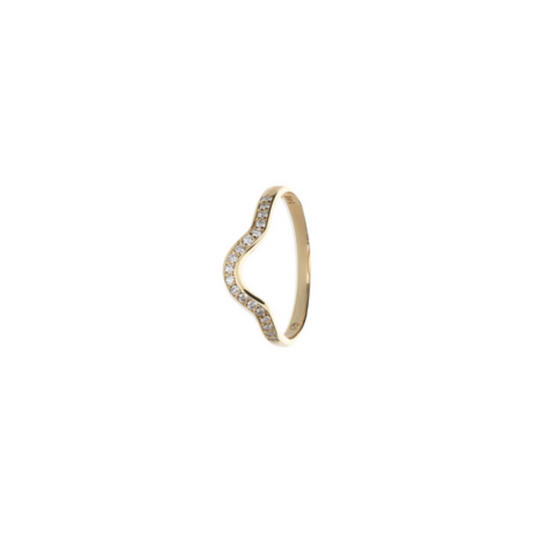 9ct Gold Broad Curve Pave Band